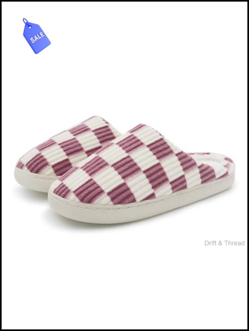 Women's Plush Memory Foam Slippers Checkered Plaid Scuff Non-Slip Indoor Outdoor